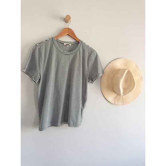 Madewell Tops - Madewell | NWT Perfect Crewneck Tee Green White Stripe Allday Jersey | Sz L